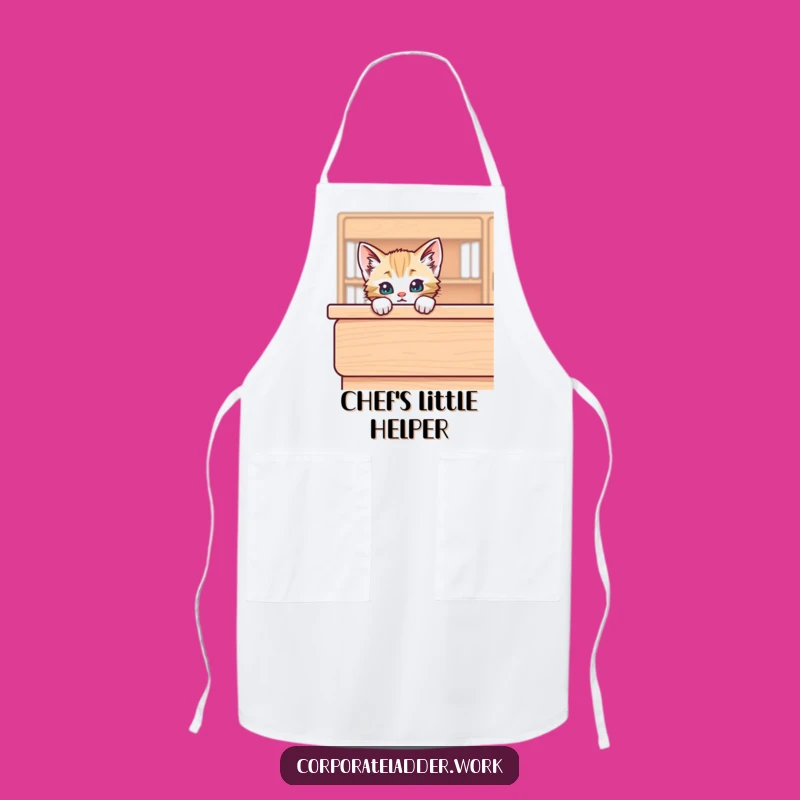 Funny Kitten Desk Apron - Cook with Curiosity, Hilarious Gift for Chefs