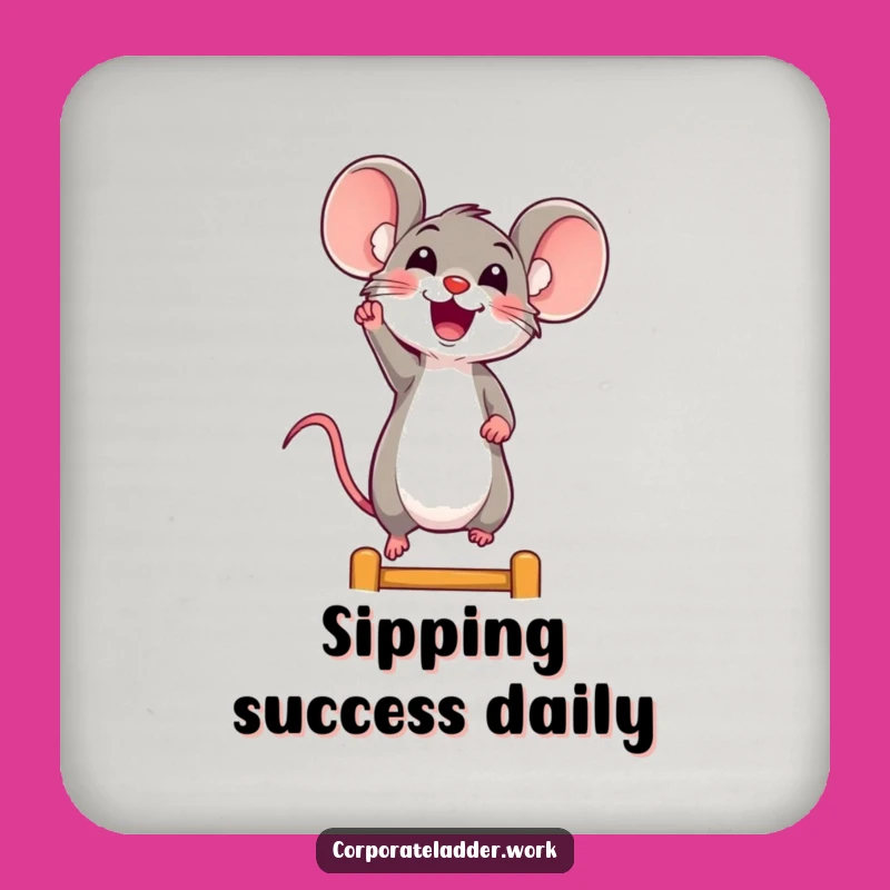 Funny Mouse Drink Coaster: Cheerful Climber, Perfect Funny Gift for Tables