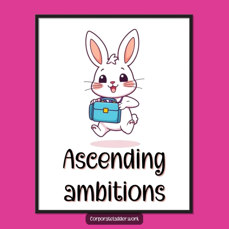 Funny Bunny Briefcase Poster - Uplifting Hop Art, Perfect Funny Gift Decor