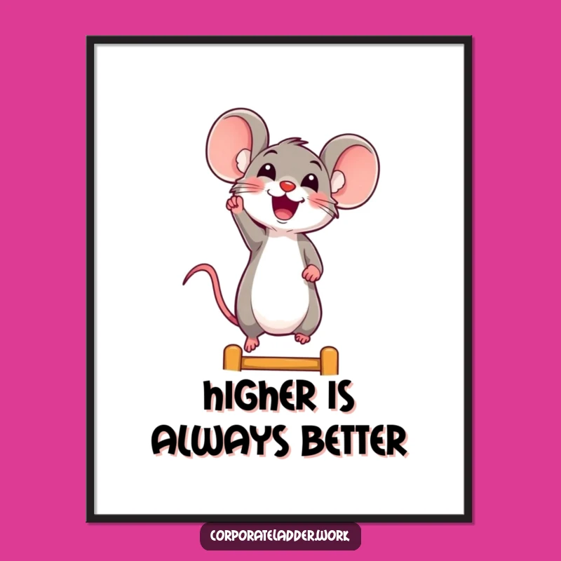 Funny Mouse Art Poster: Cheerful Climber, Perfect Funny Gift for Walls
