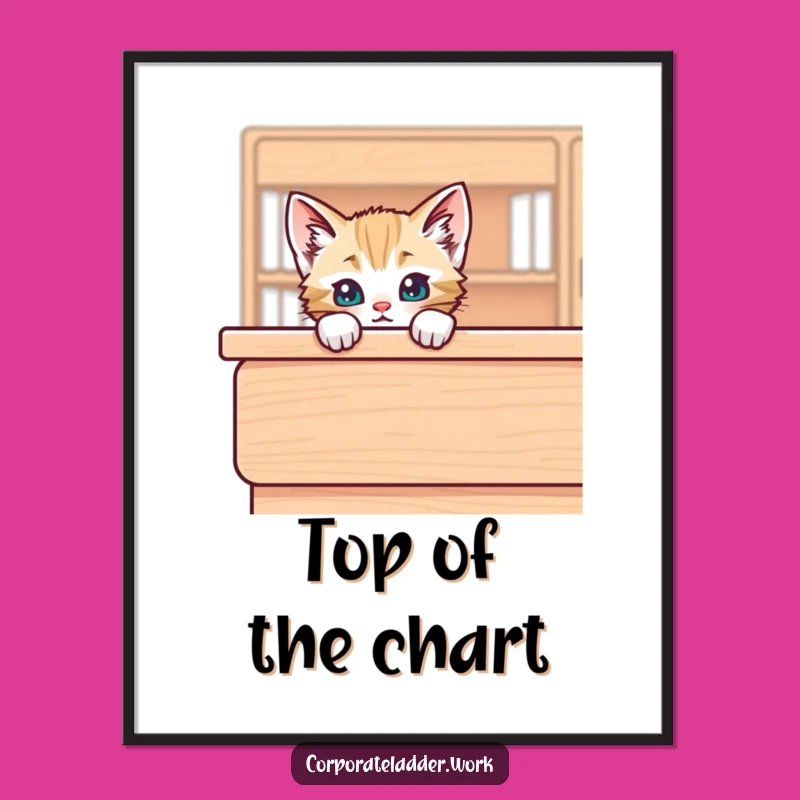 Funny Kitten Desk Poster - Adorable Intruder Art, Perfect Funny Gift Decor