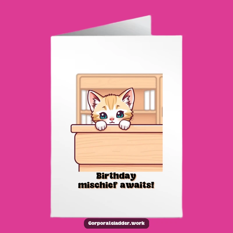 Funny Free Printable Birthday Card: Kitten Peek for a Playful Celebration!
