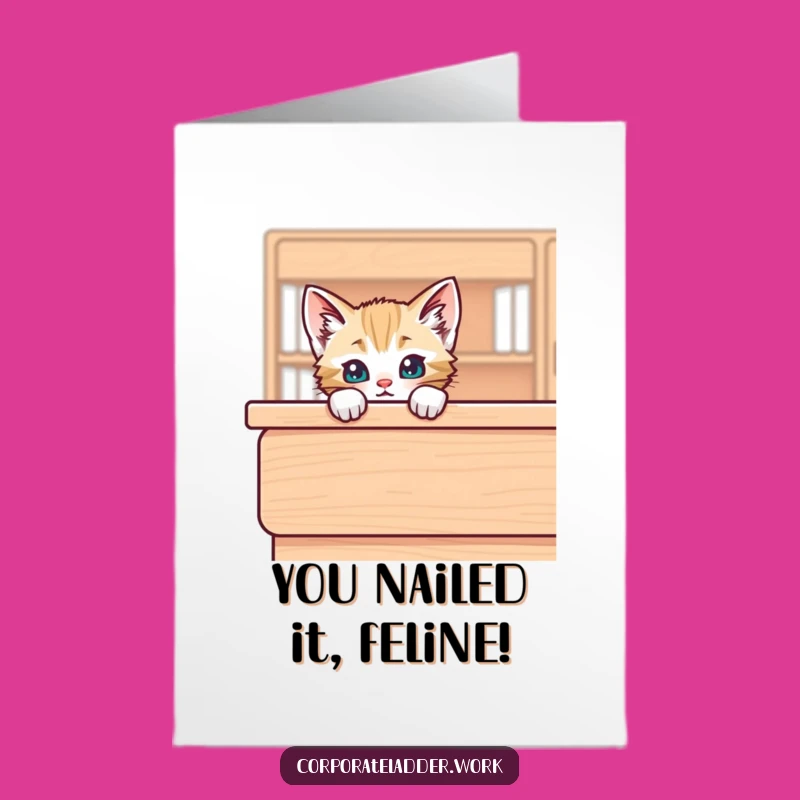 Free Printable Congrats Card: Kitten Peek for Your Wonderful Achievement!