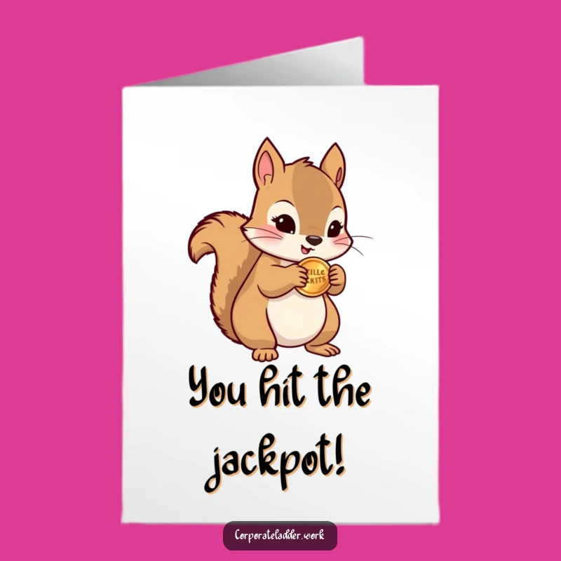 Free Printable Congrats Card: Squirrel with Coins for Your Financial Success!