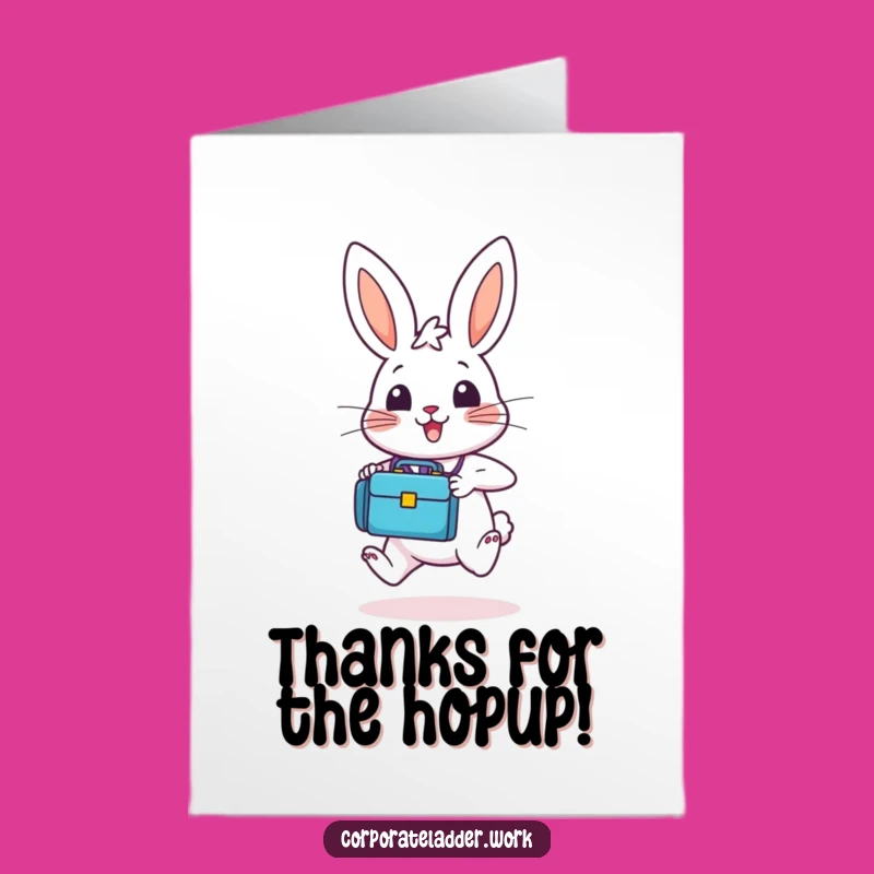 Free Printable Thank You Card: Bunny with Briefcase Expressing Gratitude Hilariously!